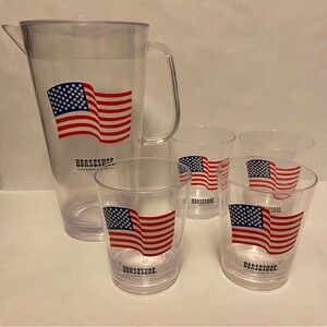 Horseshoe Casino Pitcher with 4 Cups Vintage Casino Drink Set